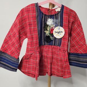 Hayden Kids Red Plaid Top‎